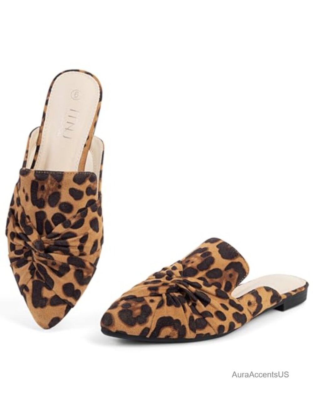 Women's Pointed Toe Flat Mules with Cushioned Insole and Non-Slip Sole